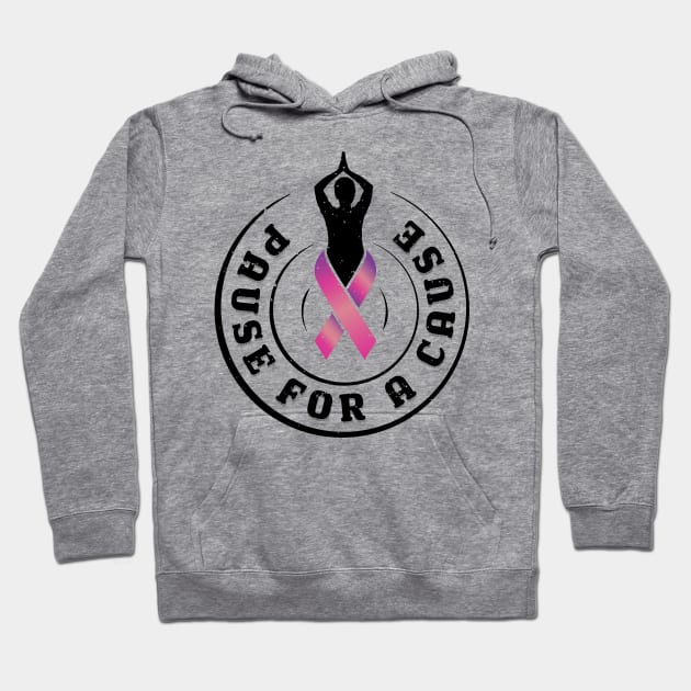 Pause for a Cause I Zen Yoga Breast Cancer Awareness Hoodie by holger.brandt